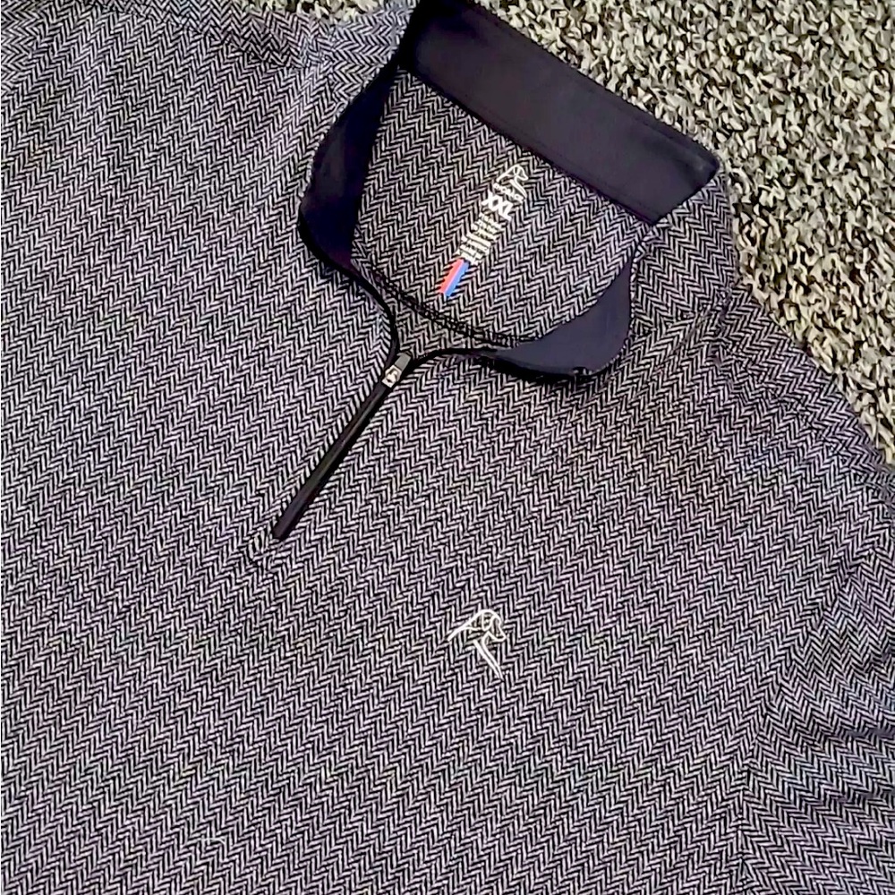 Rhoback Men's Performance Q-Zip Herringbone Jacquard Gray Long sleeve Shirt XXL